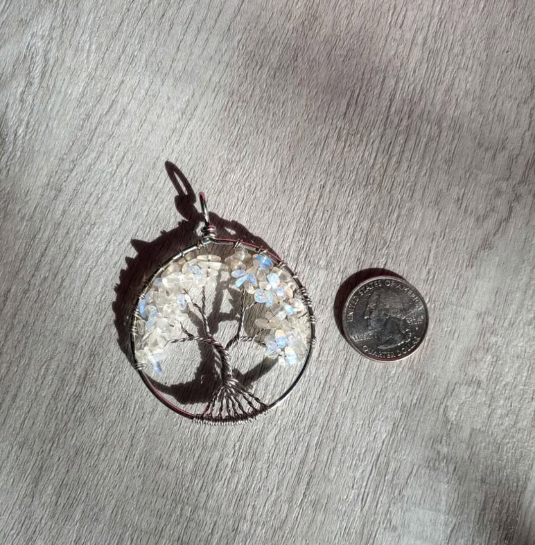 Tree of life Rainbow Moonstone Pendant