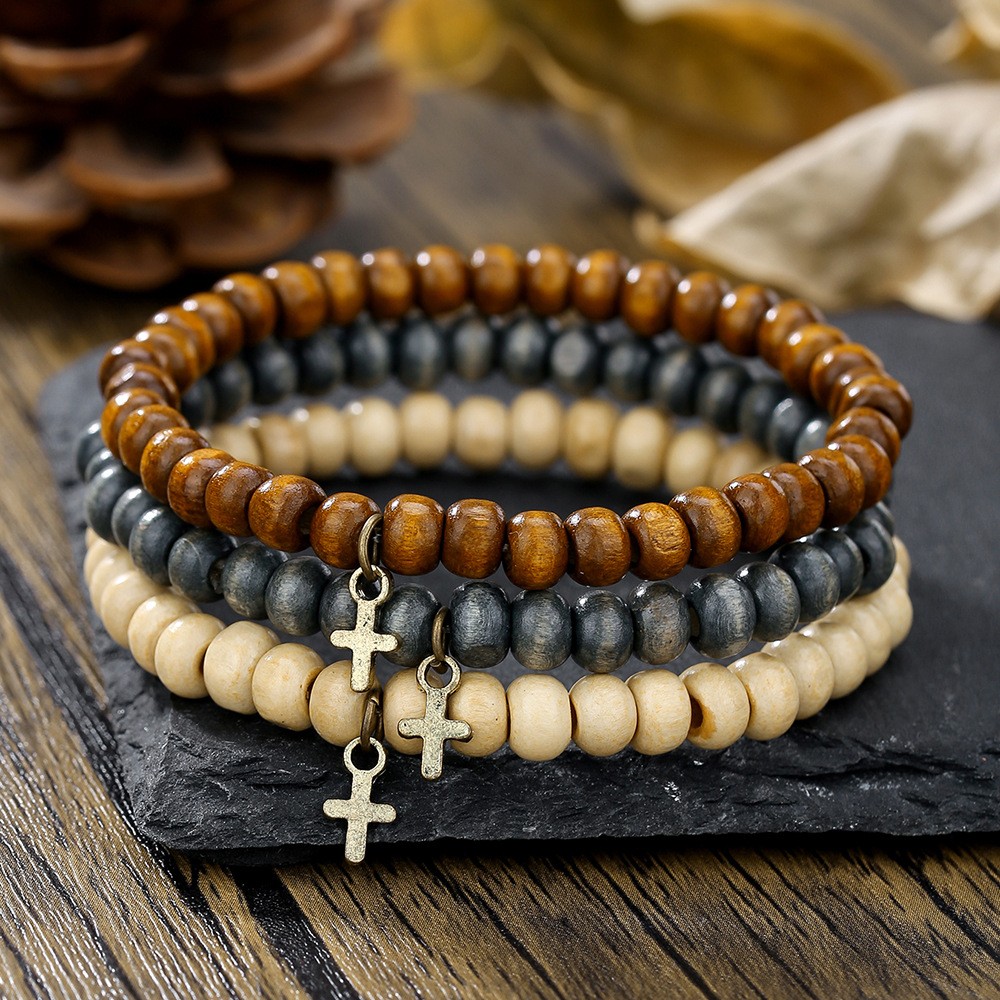 Mens Coconut Shell Stackable Surfer Bracelet Coconut Wood Custom Bracelets Set