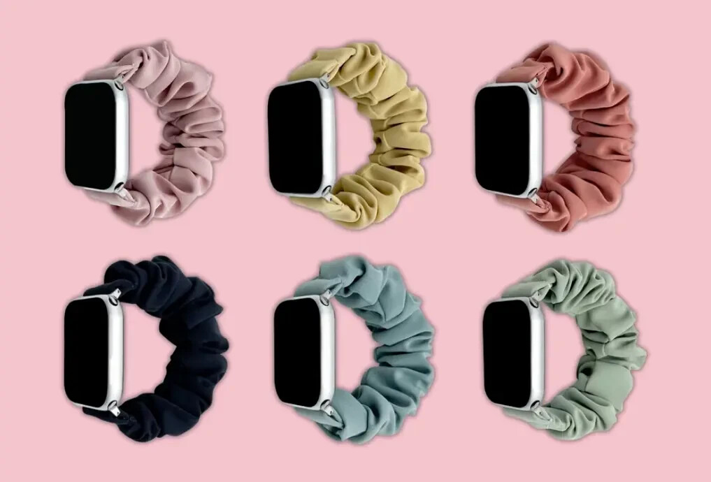 (6 Pack) Women Scrunchie Bracelet Band for Apple Watch 9 8 7 6 5 38/42mm