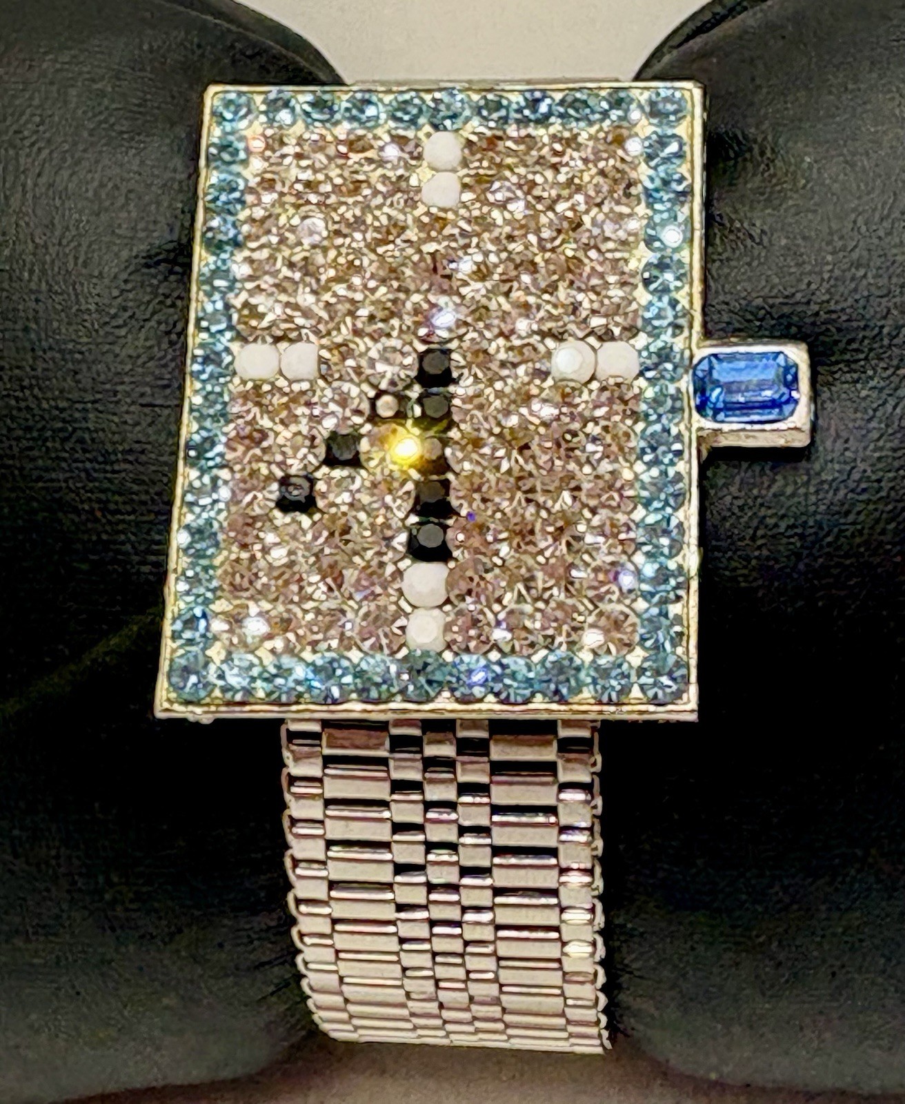 Idemaria Made In Italy Rhinestone Mesh Bracelet Blue Crystal Statement Vintage