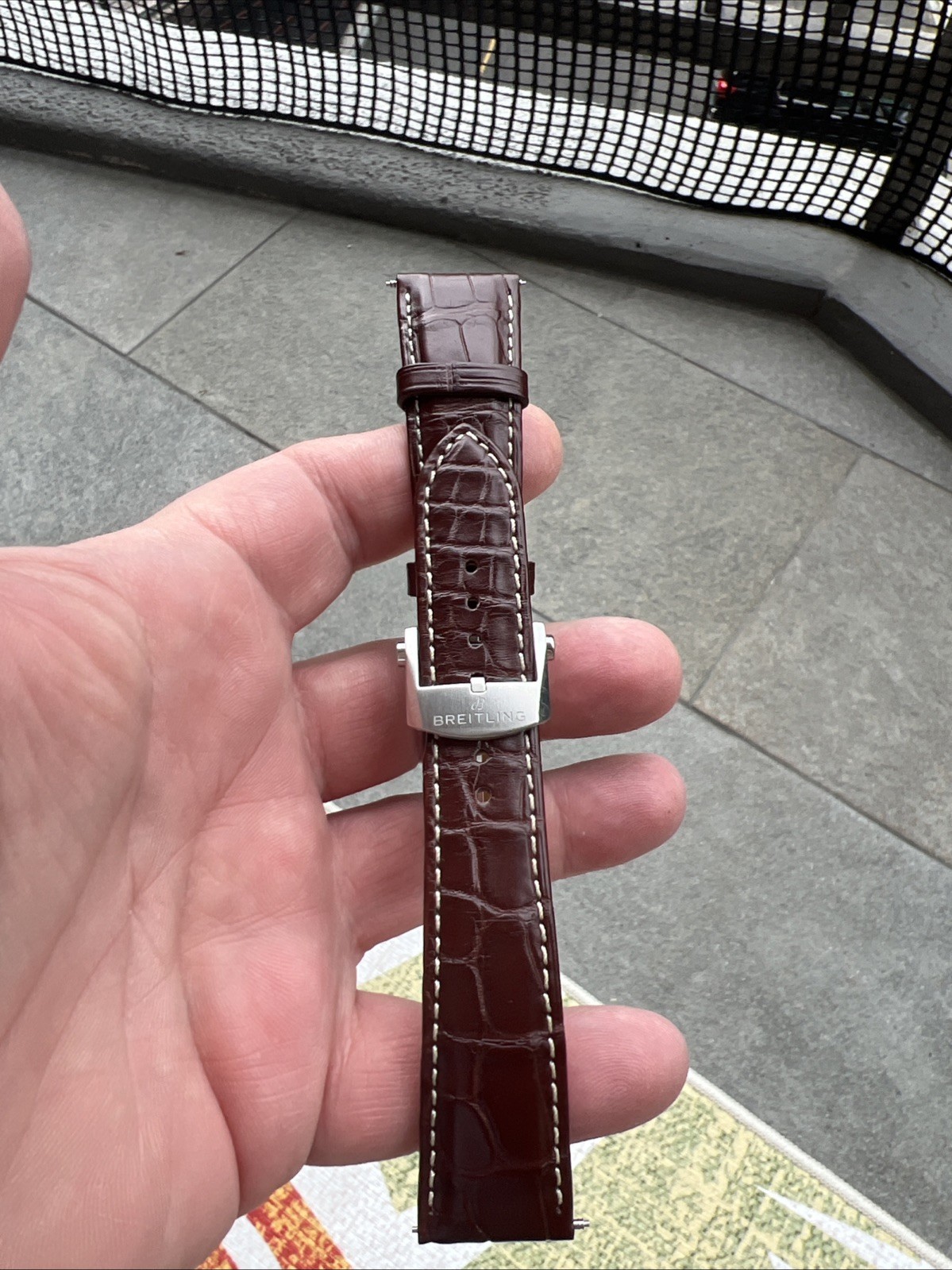 Breitling Croco Strap w Deployment Clasp 22-18 mm Brown