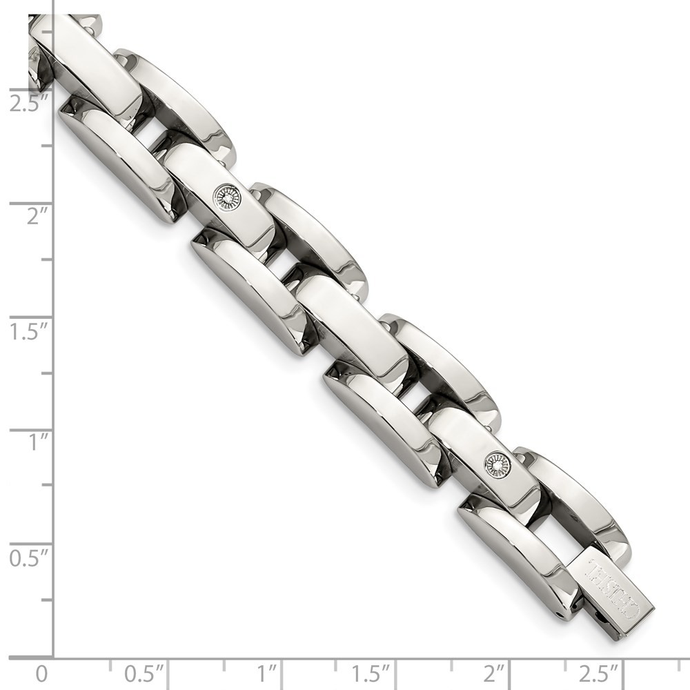 Stainless Steel with 14k White Gold Accent and .03 carat Diamond Bracelet 8.5″
