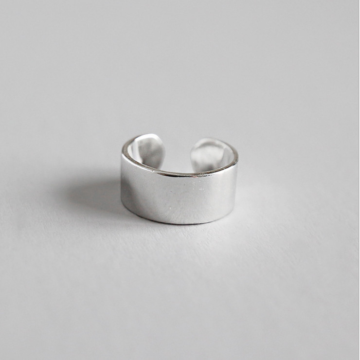 1Pc WIDE BAND 925 Sterling Silver Ear Cuff Wrap Clip On Earring Women F35