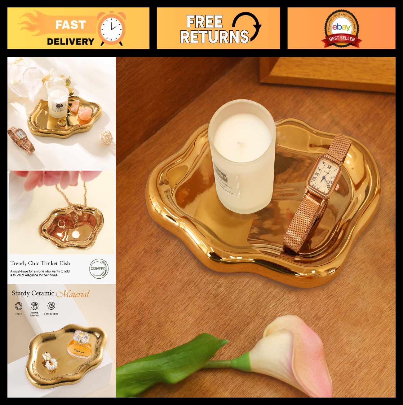 Ceramic Cloud Jewelry Tray – Decorative Trinket Dish, Ring Holder, Aesthetic Roo