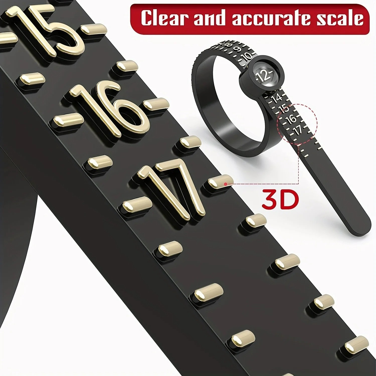 Ring Sizer Tool with Magnifier – UK Finger Size Measuring Ruler for Jew