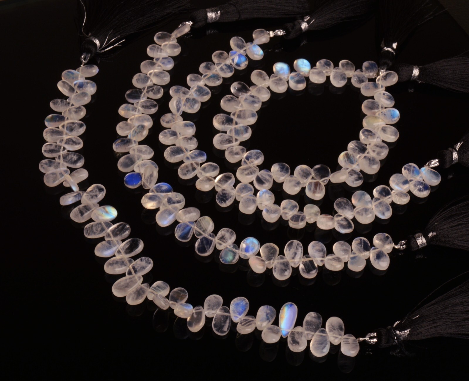Blue Fire Rainbow Moonstone 9×6 mm Size Smooth Pear Shape Briolette Beads 7.5″