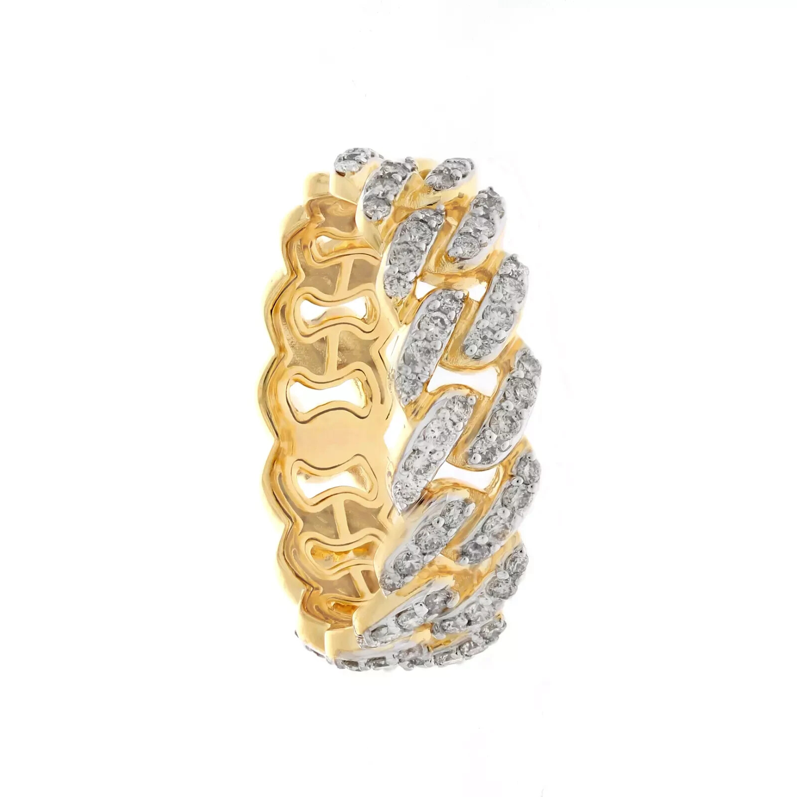 Men’s 10k Yellow Gold Natural Diamond 7MM Cuban Curb Link Pinky Ring