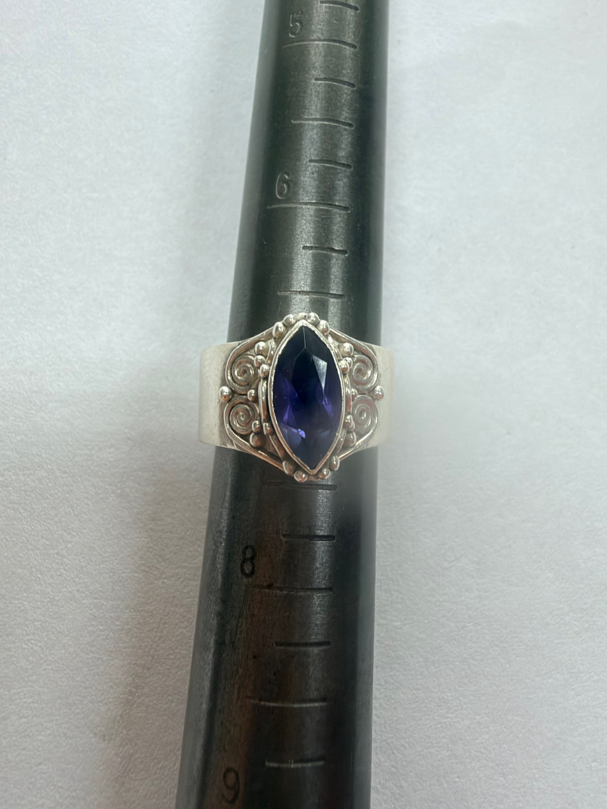 Sajen Sterling Silver Ring (Size 7.5+) with Natural iolite [076DUW]