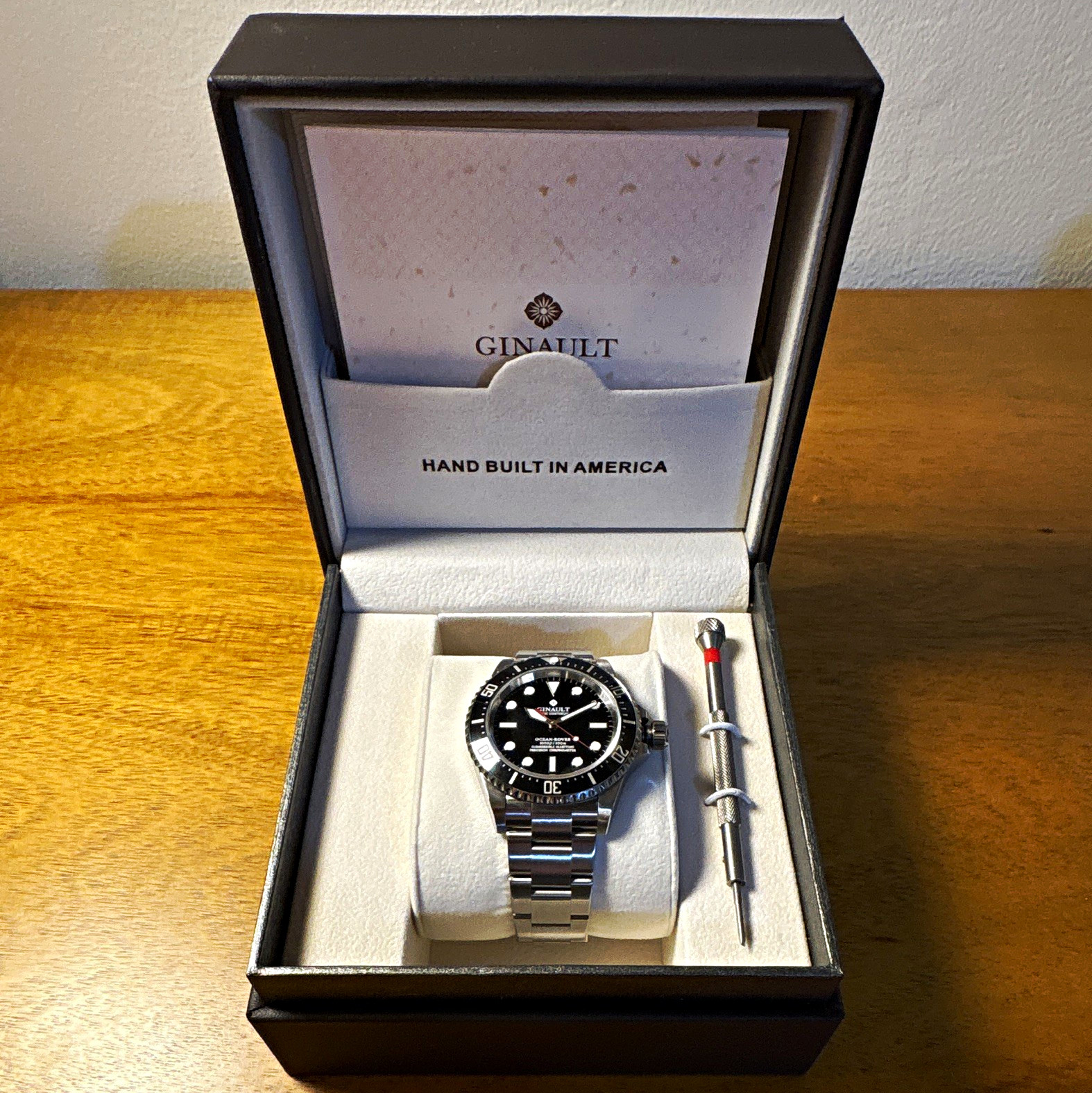 Ginault Ocean-Rover II Black Ceramic Bezel No Date Box Papers