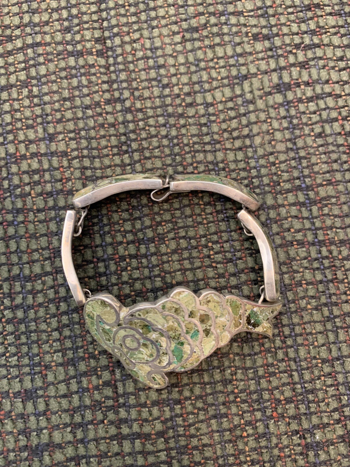 VTG Mayan Sterling Silver Jade Necklace, Bracelet Earrings Taxco Mexico 108g