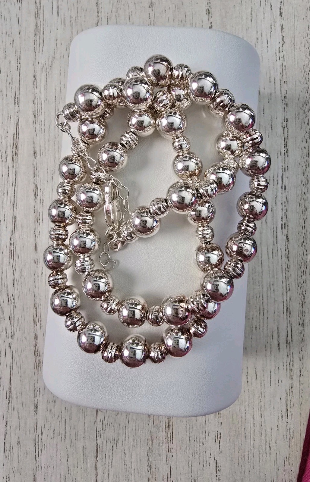 Ross Simons Sterling silver 2 size beaded ball chain Necklace 18″-20″