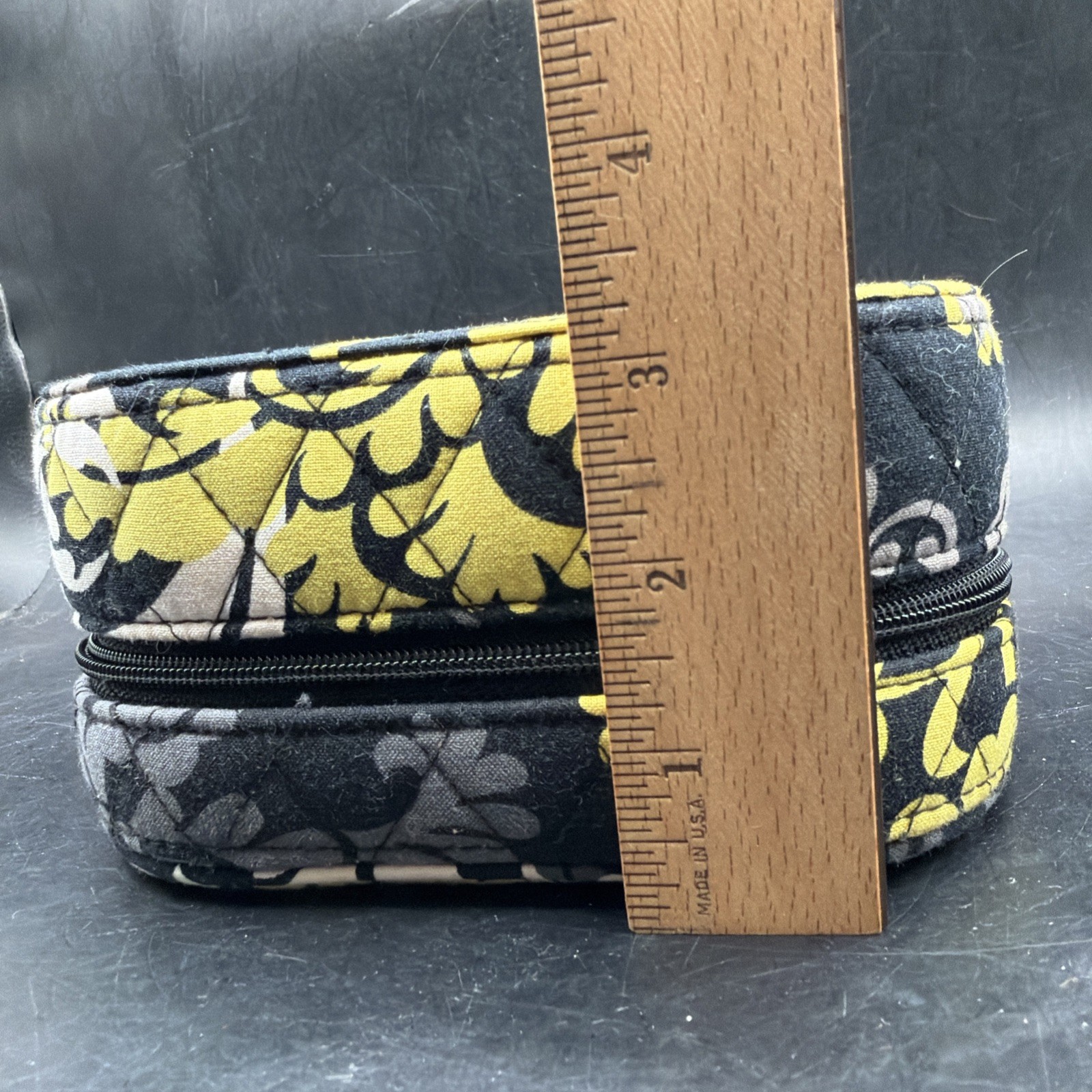 Vera Bradley Baroque Quilted Yellow Green Black And Gray Travel Jewelry Box