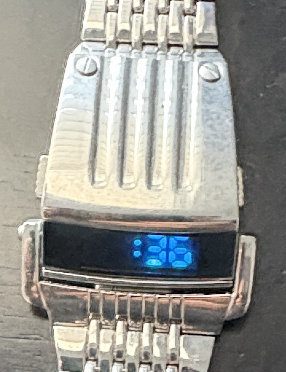 Geekthink Silver Stainless Steel Digital Quartz Watch Blue LED Water Resistant