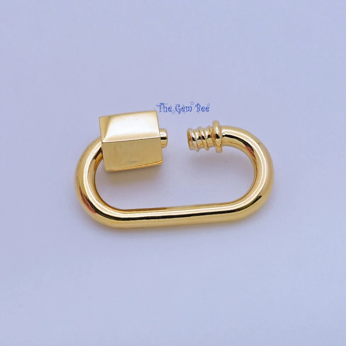 11.8×18.5mm Gold Vermeil Charm Holder Screw Carabiner Lock Enhancer Pendant