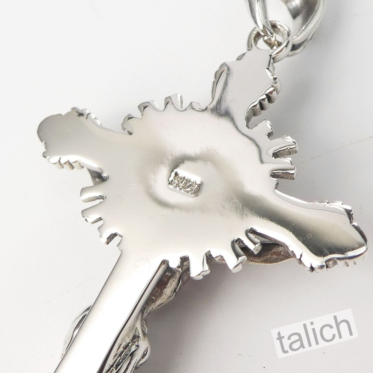 Solid 925 Sterling Silver Sacret Heart Jesus Crucifix Cross Pendant Men Unisex