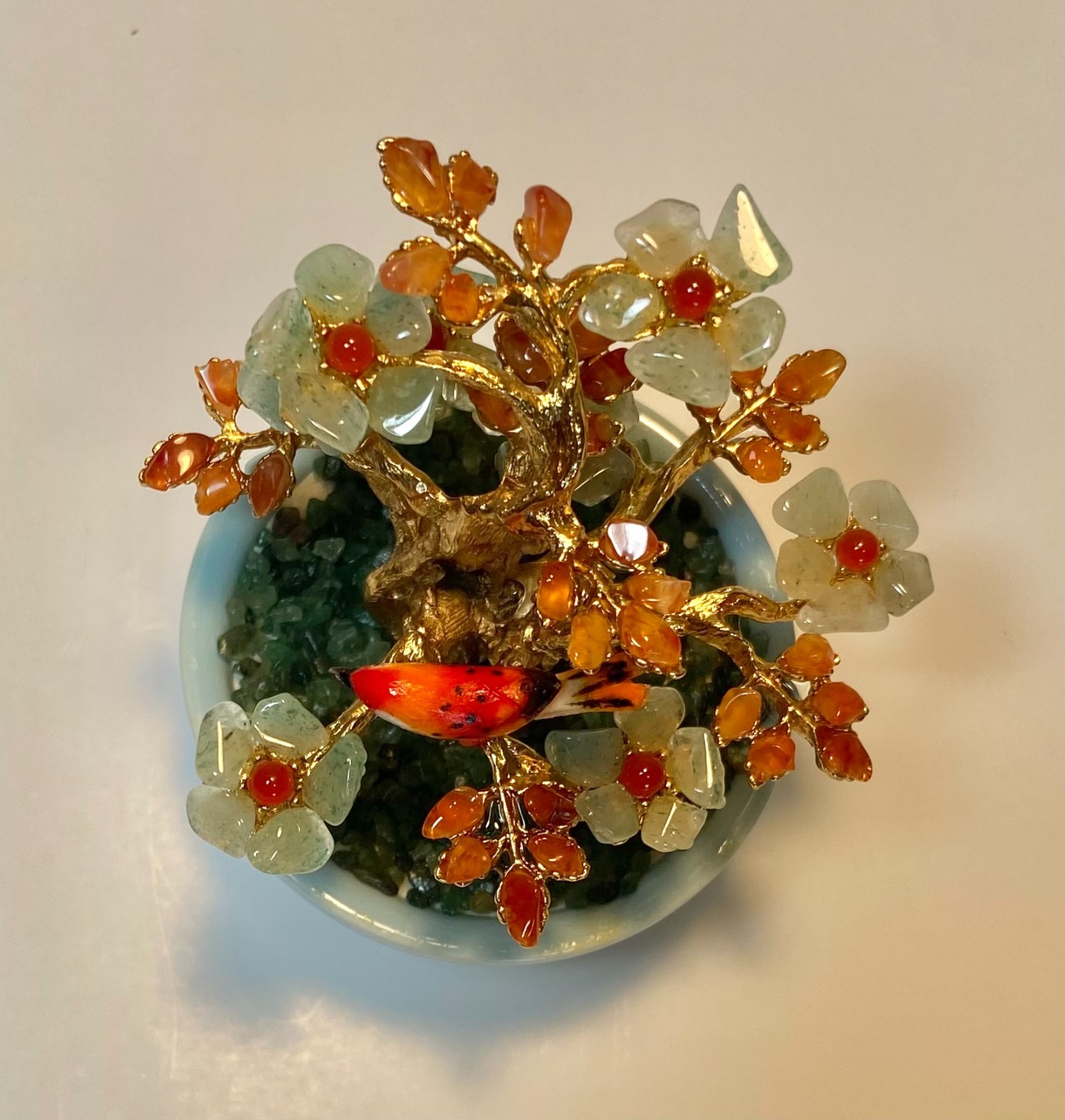 AUTHENTIC SWOBODA GEM TREE ~ AVENTURINE, CARNELIAN, BIRD ON TREE ~ STUNNING!