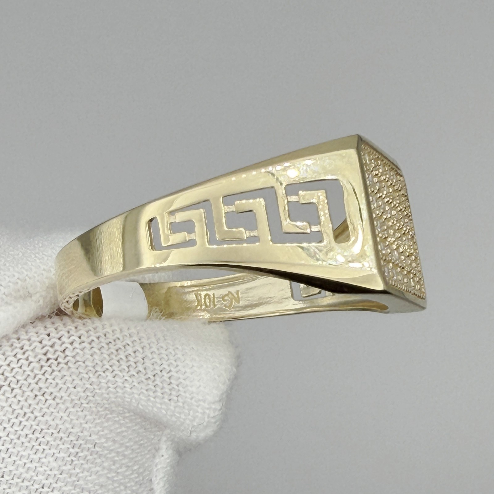 10k Yellow Gold Men Cubic-Zirconia Square Head Ring Jewelry Gift For Him