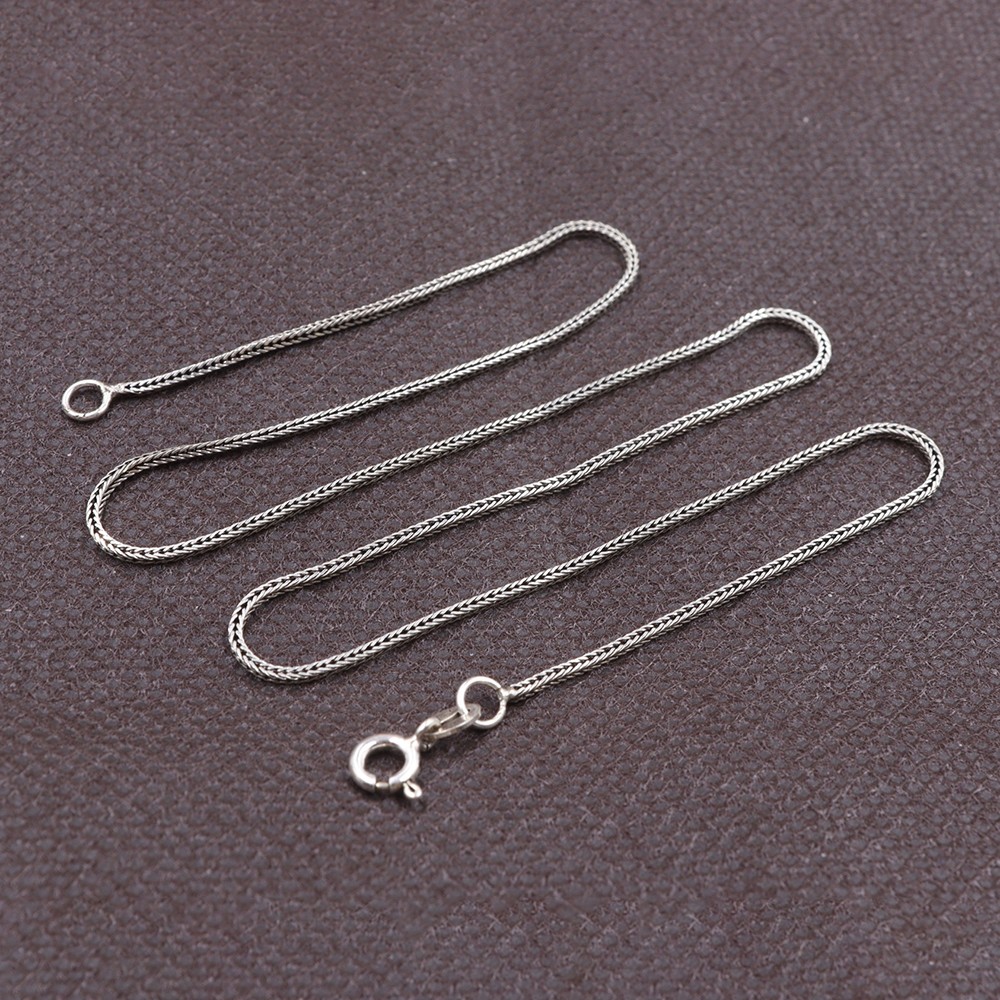 Pure 925 Sterling Silver Chain 1.2mm Thin Foxtail Link Necklace 2-3g 15.9inch