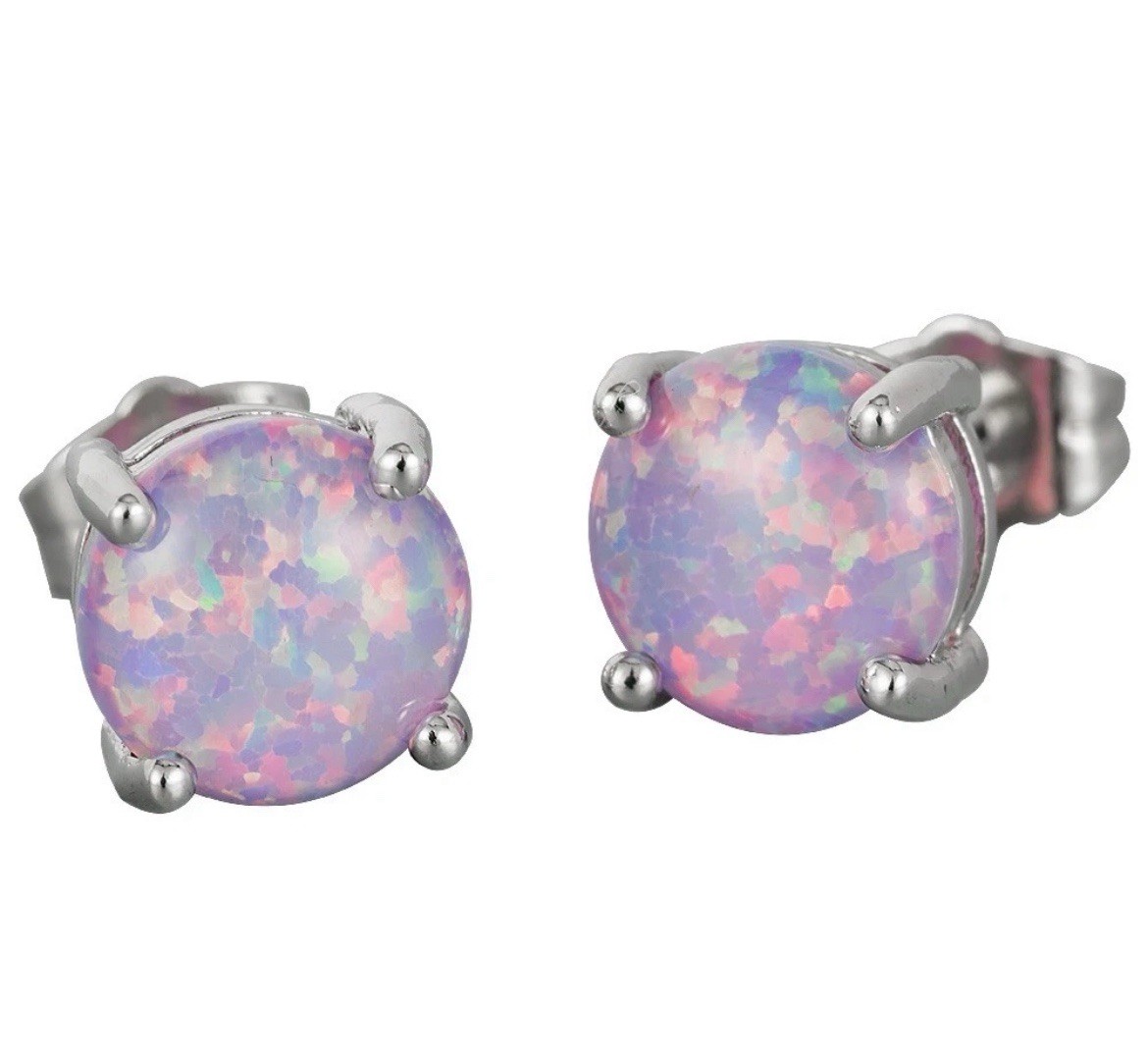 DEAL! Exquisite Purple Fire Opal Bracelet & 925SS 8mm Stud Earrings Set