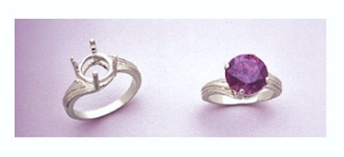 8, 9, 10, 11, 12mm Round Offset Sterling Silver Pre-Notched Ring Setting: Size 7