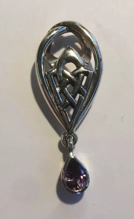 NEW Peter Stone Jewelry Sterling Silver Celtic Pendant With Amethyst