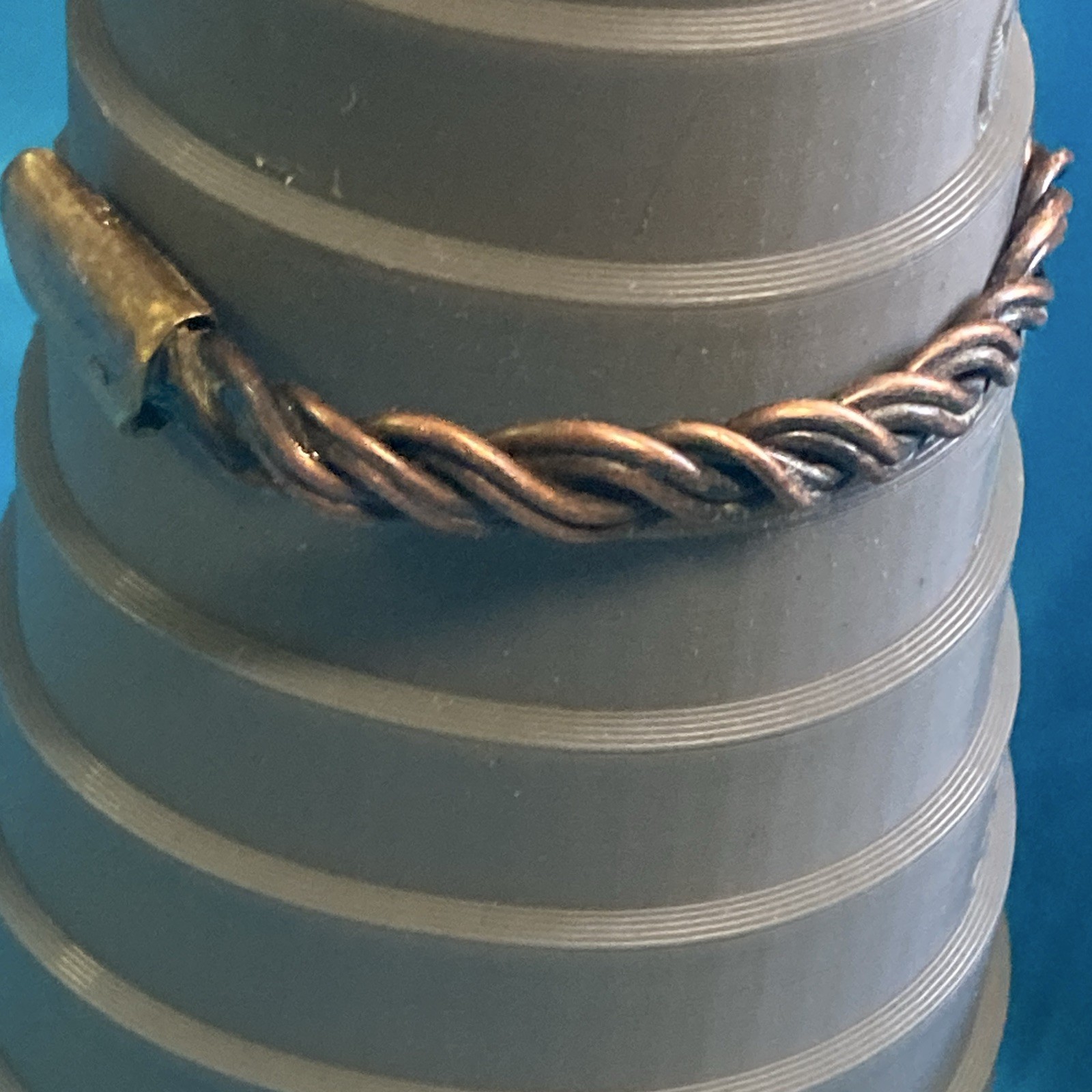 Twisted copper rope bangle cuff bracelet, size 6 1/2 to 7 in, adjustable