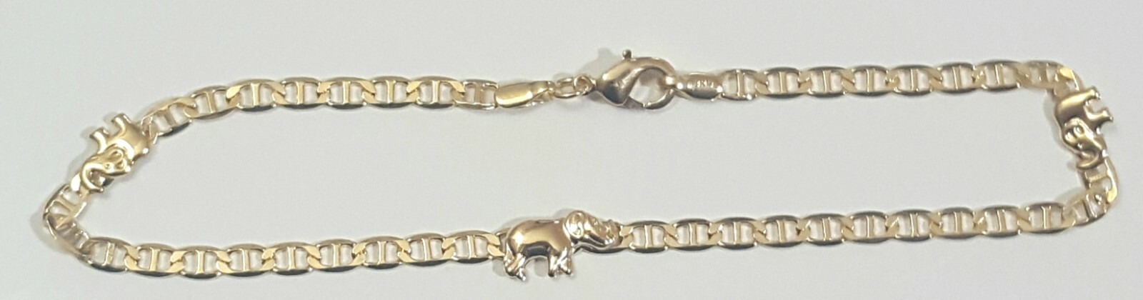 Elephant Ankle Bracelet Flat Mariner Link 10 inch Gold Filled Anklet # 92