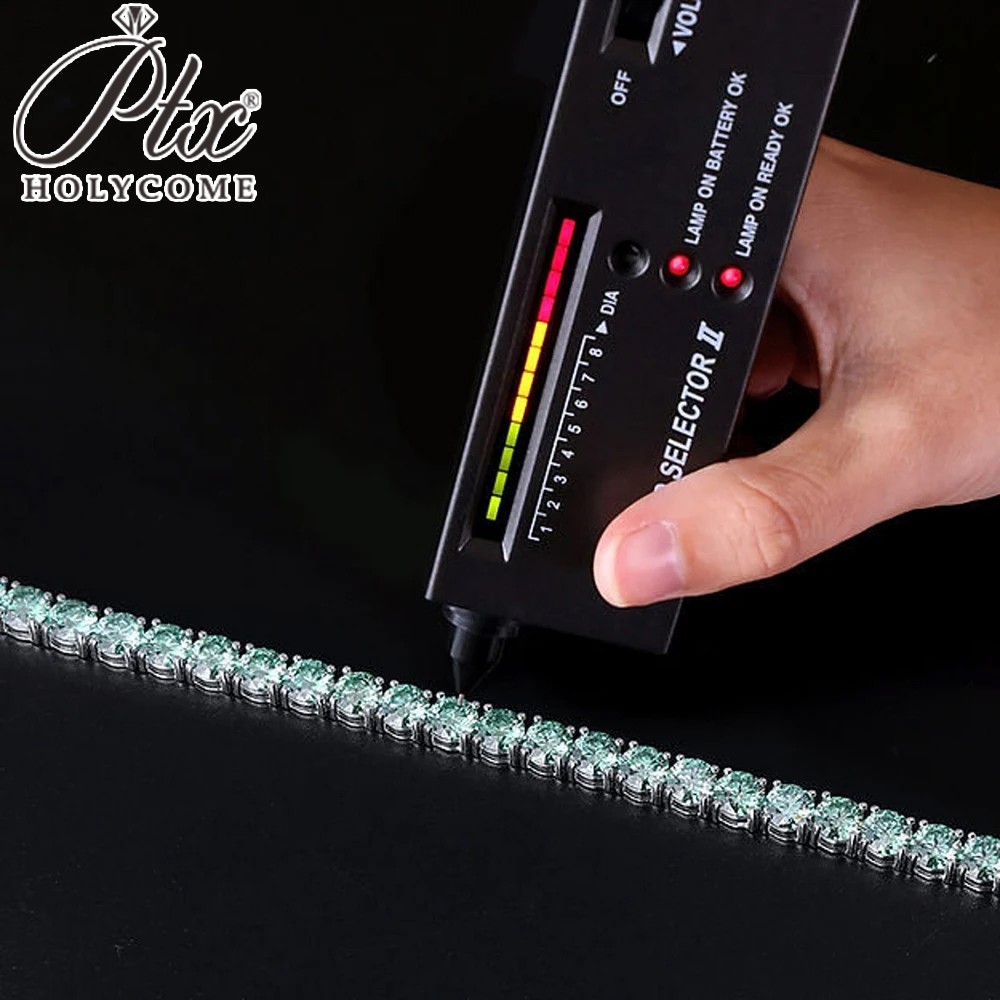 3mm-6.5mm Moissanite Tennis Bracelet S925 Silver Green Moissanite Bracelet Chain