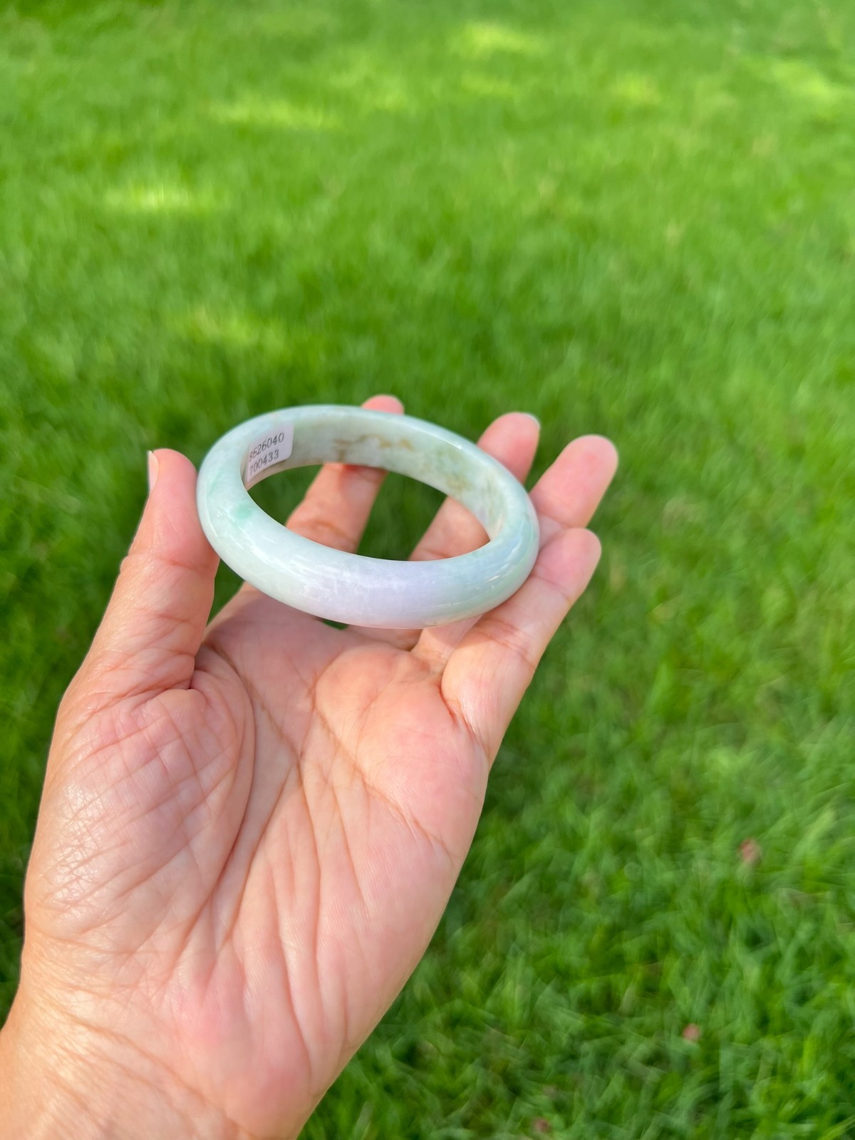 Lavender Green 100% Natural Grade A Jadeite Jade Bangle Bracelet 54.5mm H153