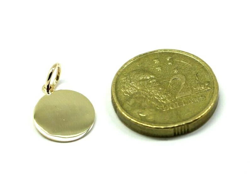 Genuine 9ct 9k 375 Solid Yellow Gold 12mm disc round circle pendant *Free post