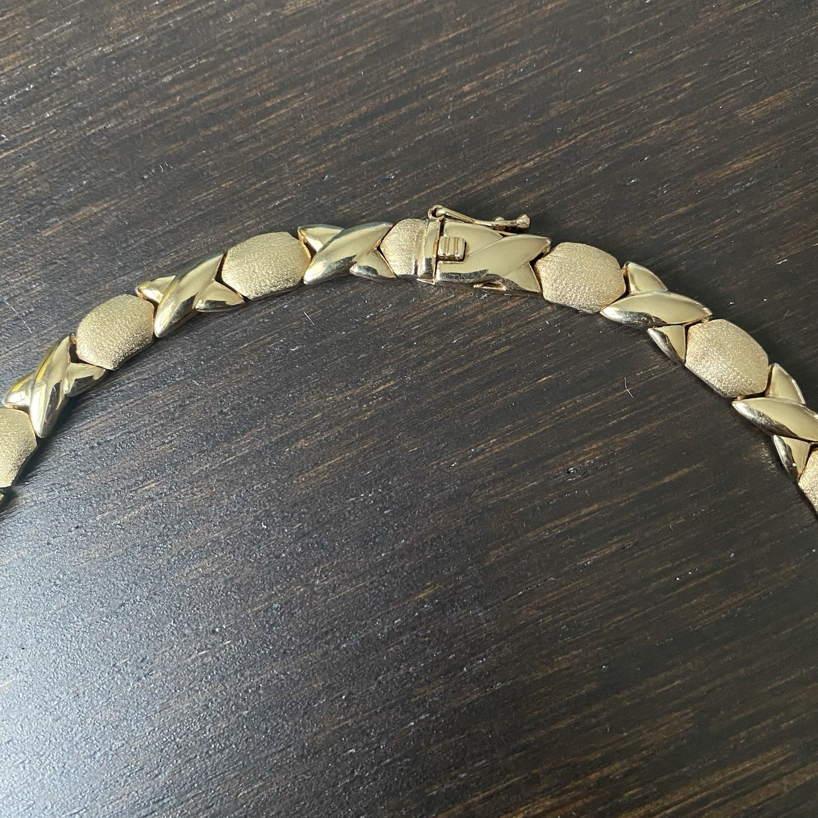 Vintage FAS 925 Starling Silver Vermeil XO Pattern Necklace Approx 18”L & 29g