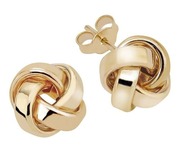 585 REAL GOLD *** stud earrings knot 10 mm Ø