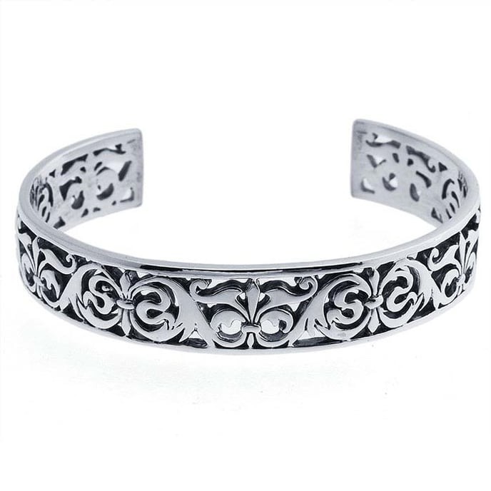 Sterling Silver Filigree Cuff Bracelet No Stone Silver .925. RIO