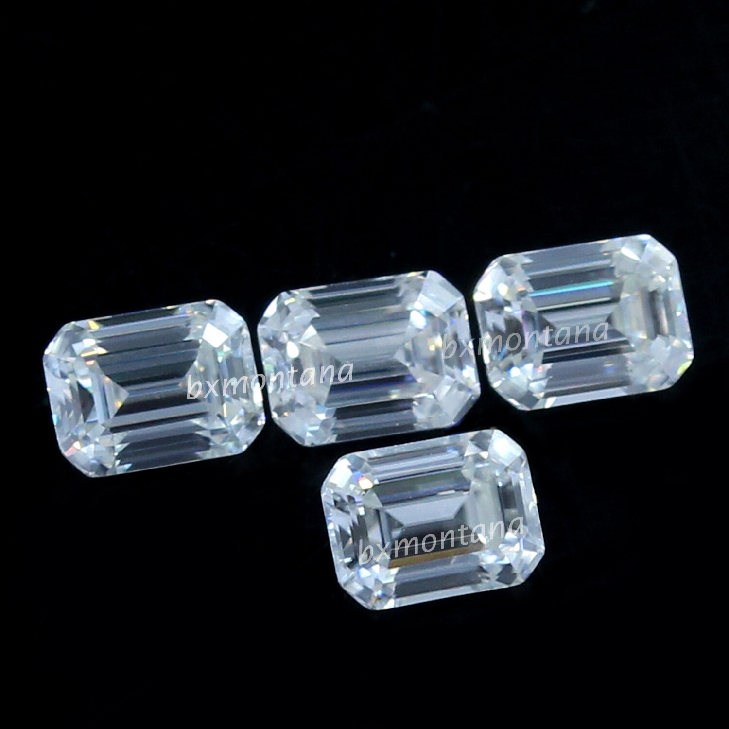 Natural DE Color VVS1 Excellent Cut White 3.5×4.5 MM Emerald Diamond 4 Pcs Lot