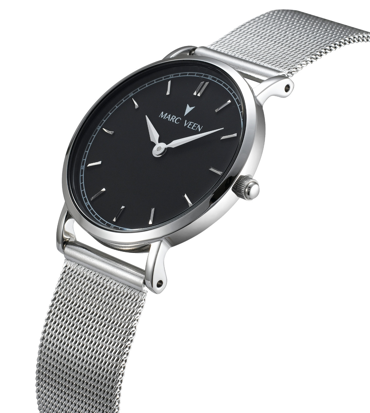 Classic Herrenuhr Strichindizes Edelstahl Designeruhr Armbanduhr Silber Schwarz