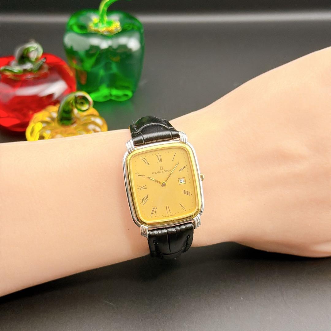 Universal Geneve Tank Square Gold Quartz Men’s Watch Japan Vintage Rare 0714047