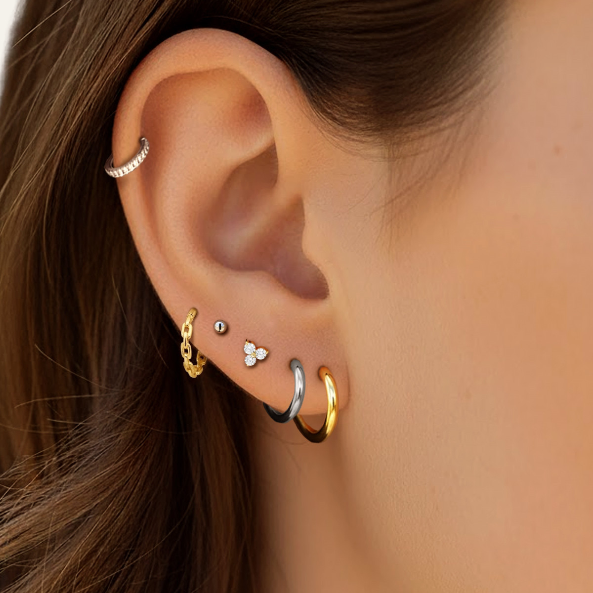 2Pcs Titanium 16G 14G Hinged Segment Septum Tragus Nose Lip Ring Sleeper Earring