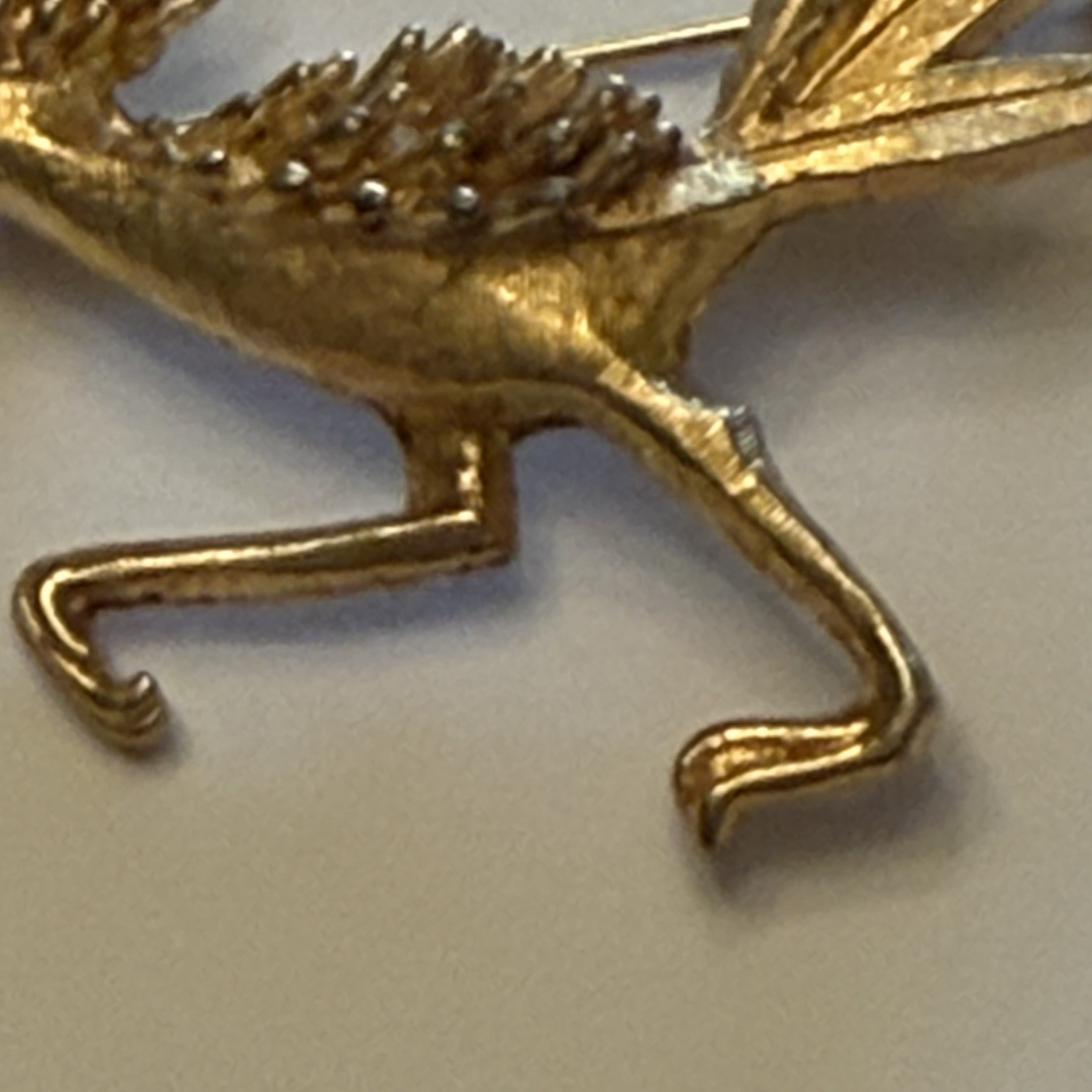 Boucher Signed Gold Tone Roadrunner Bird Brooch Pin Red Round Rhinestone Eye