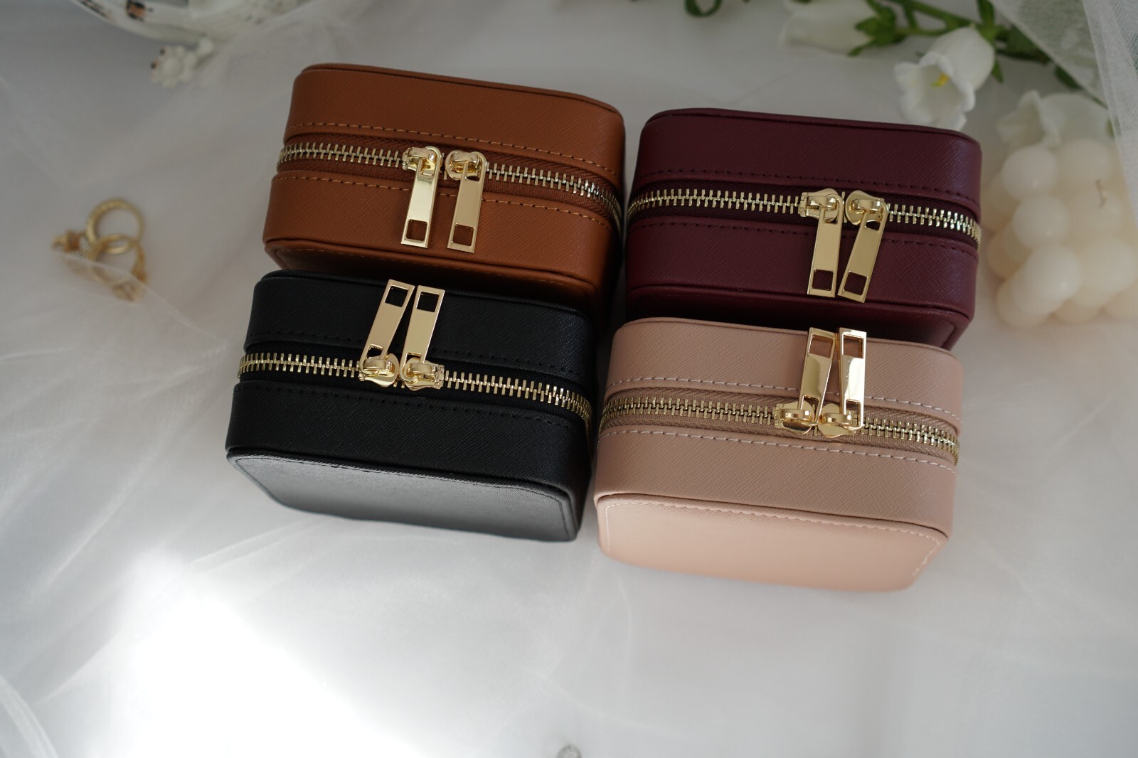 Jewelry Box, Personalized Leather Travel Jewelry Case Organizer with Mirror,