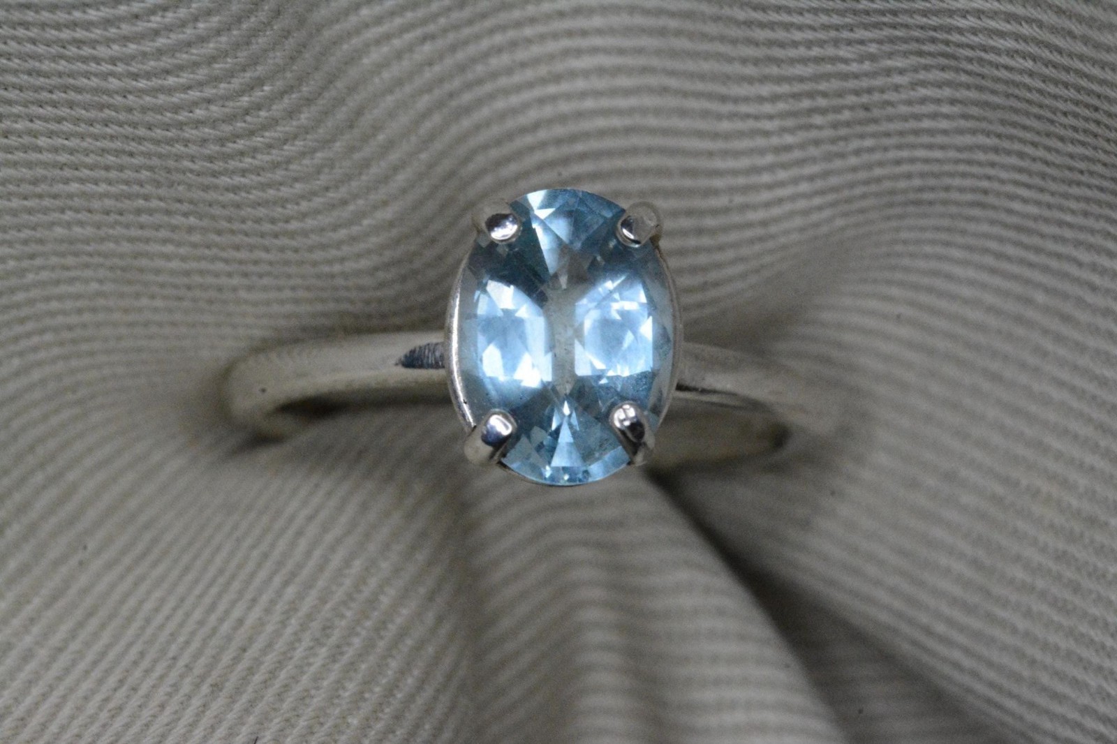 Stacking Aquamarine Ring 1.91 Carat March Birthstone Jewelry Sterling Silver