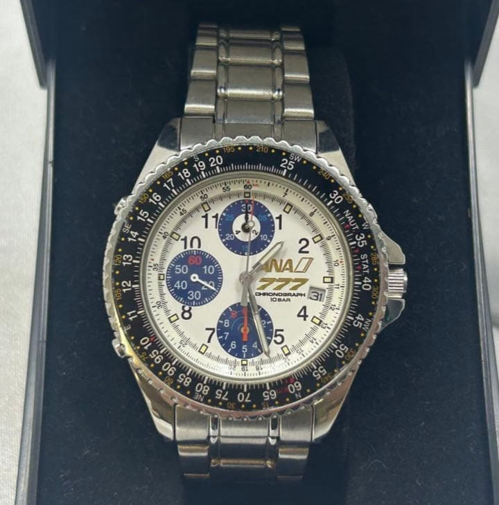 Seiko ANA Boeing 777 Flight Pilot Chronograph Watch New Battery Box Papers Japan