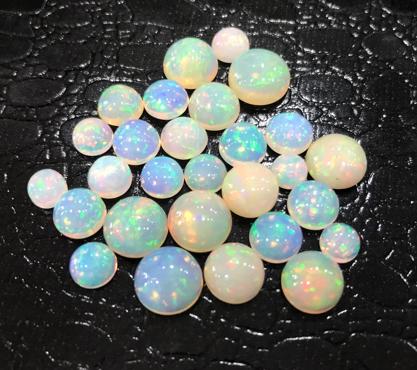 AAA Natural Ethiopian White Opal Round Flat Back Loose Gemstone For All Jewelry