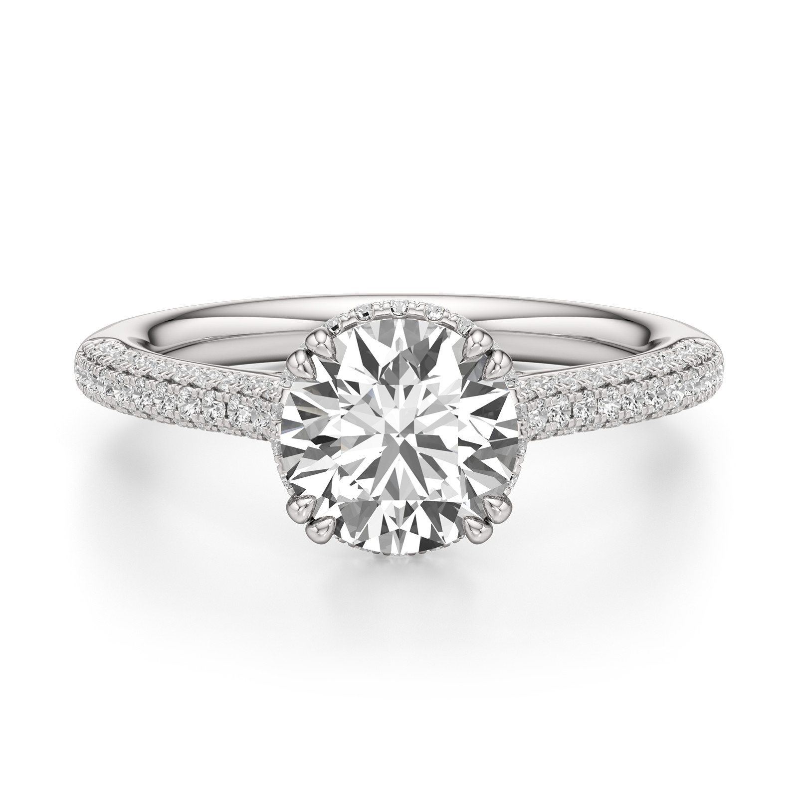 Diamond Engagement Ring 2.75 Ct Lab Grown E F VVS 18K White Gold IGI Round Cut