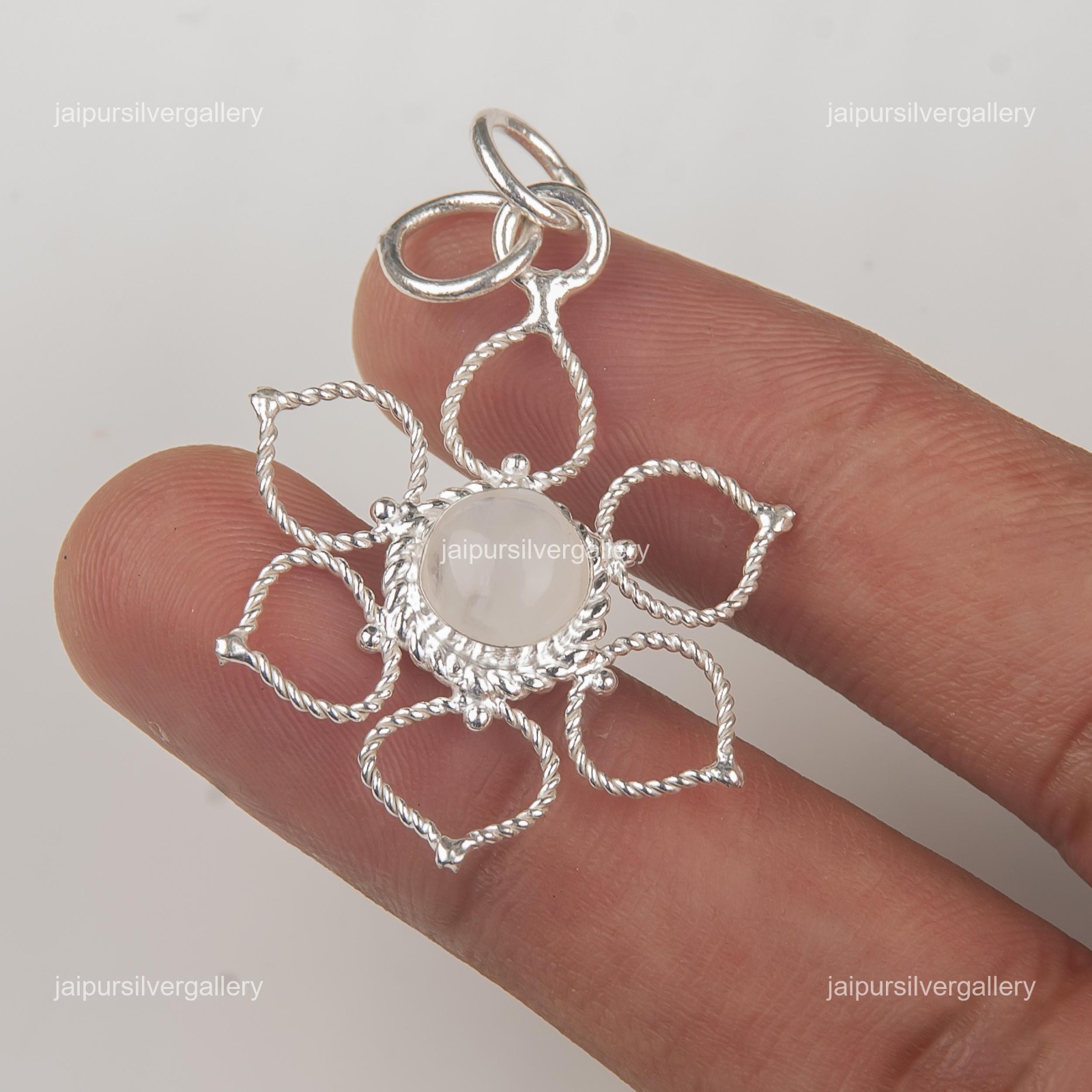Rainbow Moonstone Gemstone Jewelry 925 Silver Handmade Pendant 1.44″ For Mother