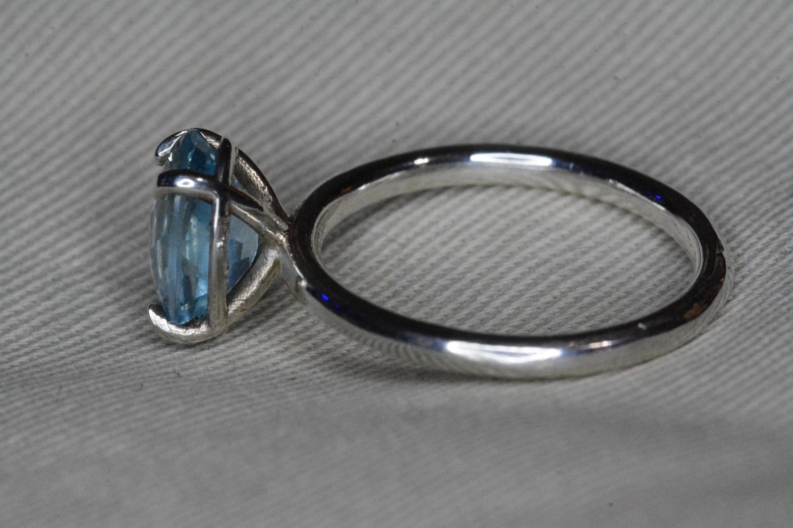 Stacking Aquamarine Ring 1.91 Carat March Birthstone Jewelry Sterling Silver