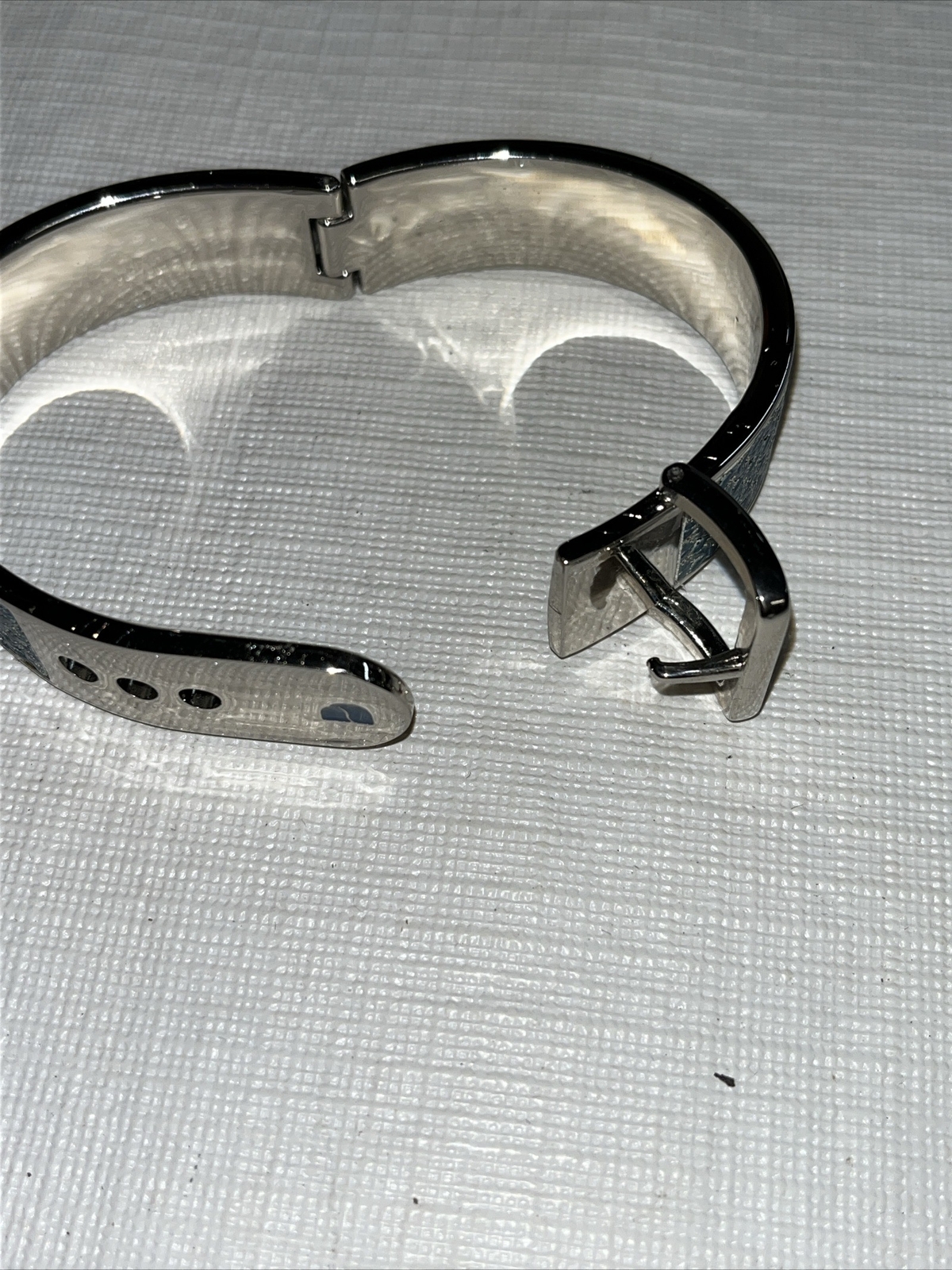 Parker Daniels Hinged METALLIC BLUE & RHODIUM LEATHER CUFF BUCKLE BRACELET