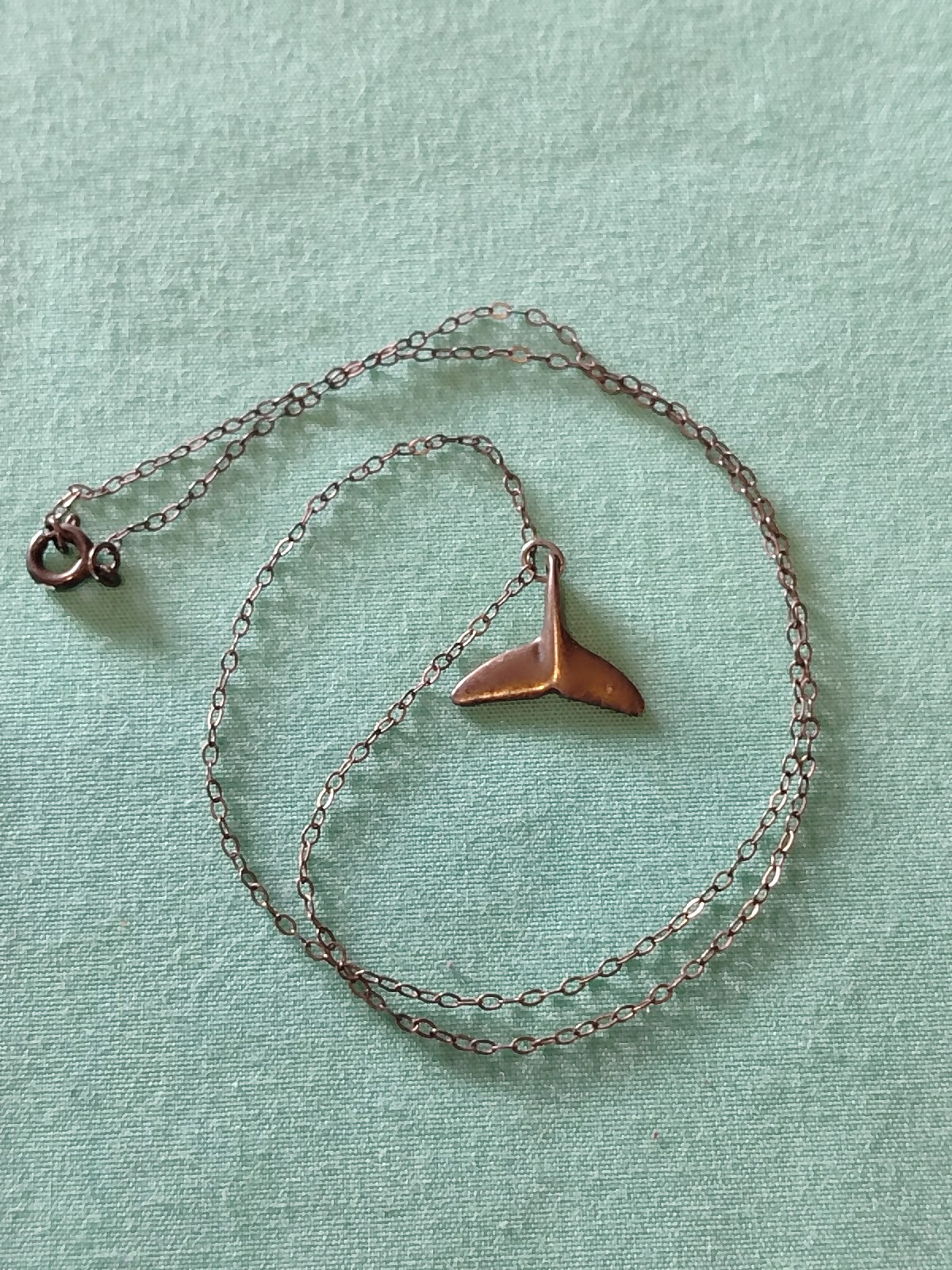 Sterling Silver 925 Whale Tail Necklace Signed Tested 17″ Chain