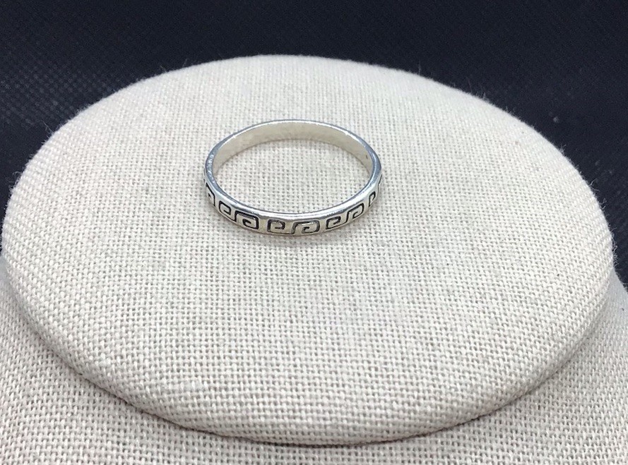 Sterling Silver 925 Etched Greek Key Design Band Sz 10 Y2359