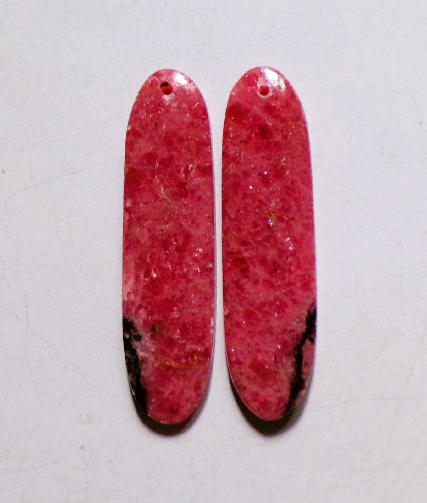54.15 Cts Natural Rhodonite Drilled Cabochon Match Pair Gemstone 43.6X11.6MM 25