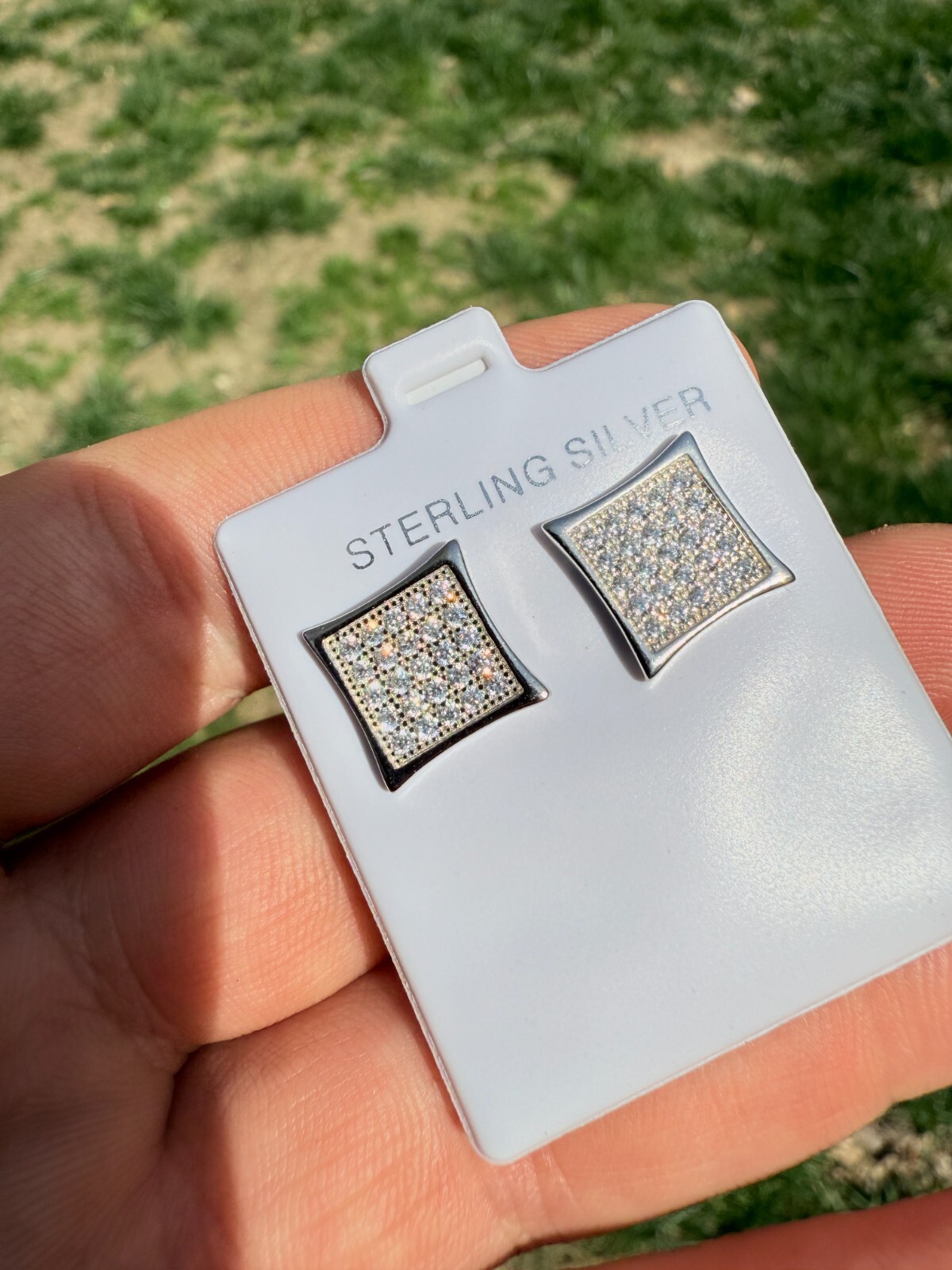 Real 925 Sterling Silver Kite Earrings Iced CZ Screwbacks 11mm – WHOLESALE DEAL